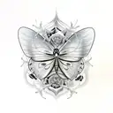 butterfly in cobweb surrounded and attacked by spiders tattoo design idea
