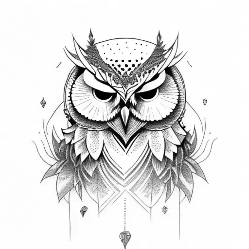 owl on skull tattoo design idea