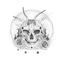 demonic cat skull tattoo design idea