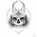 demonic cat skull tattoo design idea