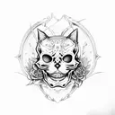 demonic cat skull tattoo design idea