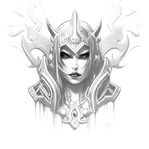World of Warcraft Alextraza bust up pinup tattoo design idea