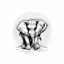 elephant with trunk up surrounded by sunflowers  tattoo design idea