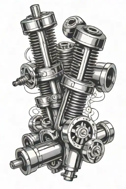 piston rods spark plugs tattoo design idea