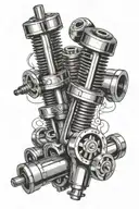 piston rods spark plugs tattoo design idea