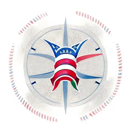 A vibrant tattoo of the Seattle Mariners logo intertwined with the USA Flag, showcasing the client's love for baseball and their country. tattoo design idea