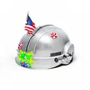 An Army helmet adorned with flowers and the American flag, representing the client's dedication to their occupation and patriotism. tattoo design idea