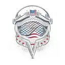 An Army helmet adorned with flowers and the American flag, representing the client's dedication to their occupation and patriotism. tattoo design idea