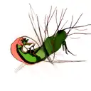 mantis riding a snail, movement effect tattoo design idea