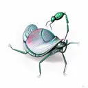mantis riding a snail, movement effect tattoo design idea