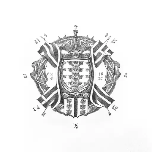 the numbers 25 and 28 surrounded by the flags of england, scotland, wales and ireland tattoo design idea