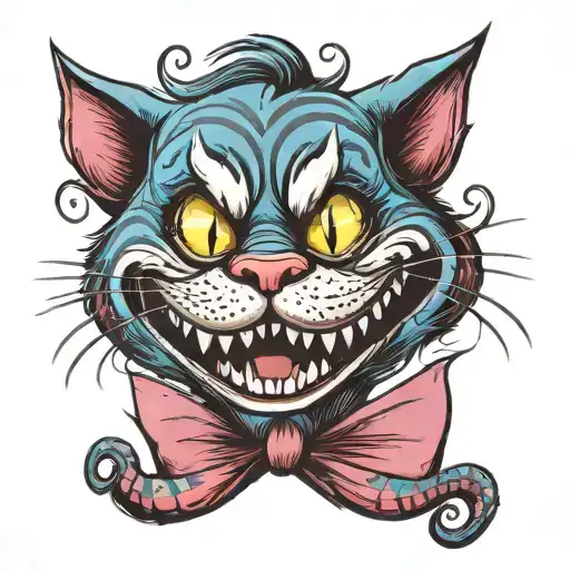 cheshire cat smile we're all mad here text  tattoo design idea
