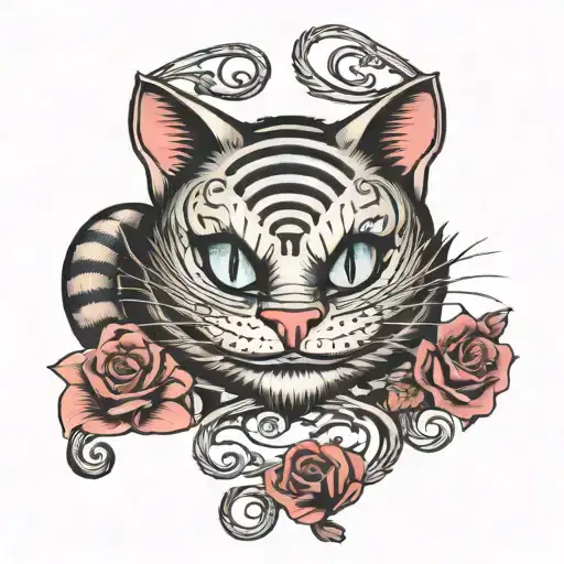 cheshire cat alice in wonderland  tattoo design idea