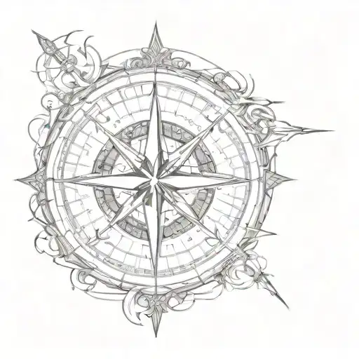 broken compass rose tattoo design idea