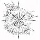 broken compass rose tattoo design idea