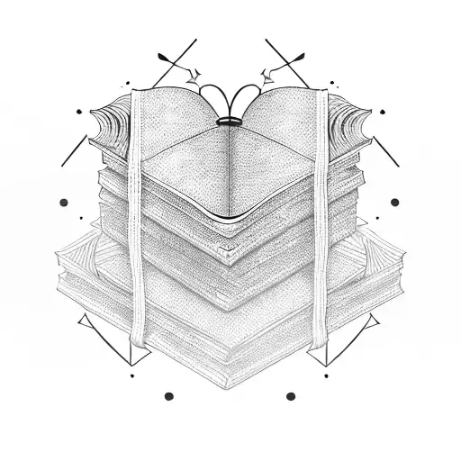 open book on top askew of two books stacked tattoo design idea