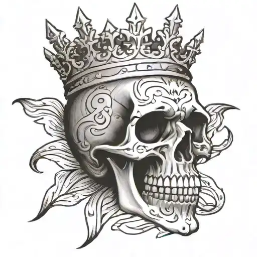 Skull 3D King tattoo design idea