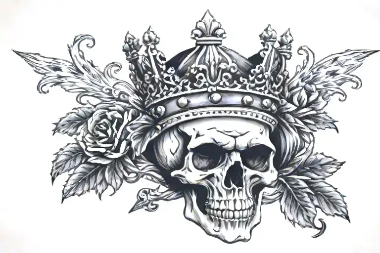 Skull 3D King tattoo design idea