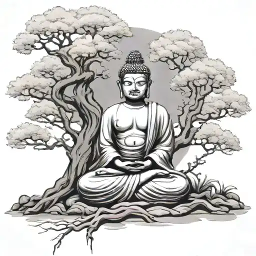 zen buddha time samurai tree of life featuring the tattoo design idea