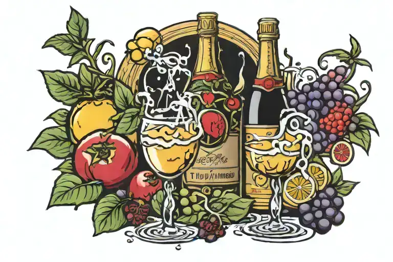 I want champagne, fruit and consequences  tattoo design idea