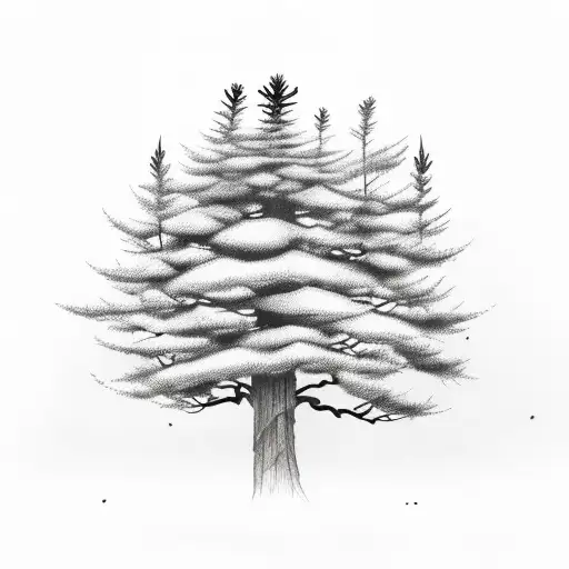pine tree with semicolon tattoo design idea