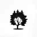 tree with semicolon tattoo design idea