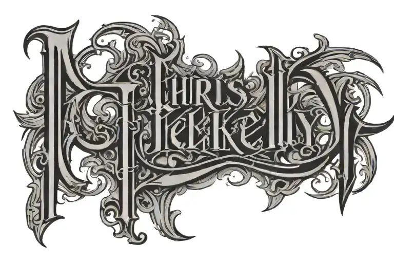 ambigram that says Chris Kelly tattoo design idea