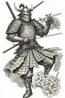 Samurai in armor, they, watch, sakura tattoo design idea