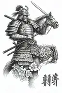 Samurai in armor, they, watch, sakura tattoo design idea