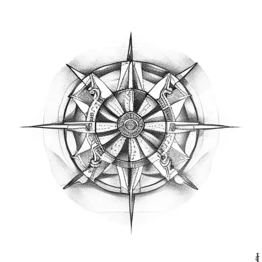 ships wheel tattoo design idea