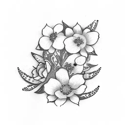 dog paw with flowers tattoo design idea