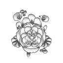 dog paw with flowers tattoo design idea