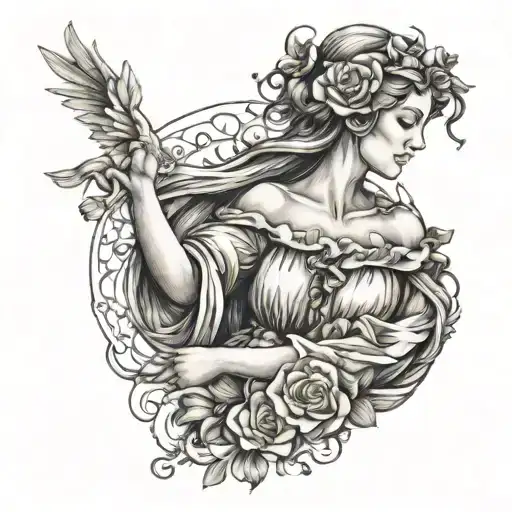 Virgo maiden holding tattoo design idea