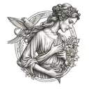 Virgo maiden holding tattoo design idea