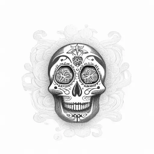 A whimsical sugar skull griffin with locksmith tools incorporated into the design tattoo design idea