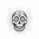 A whimsical sugar skull griffin with locksmith tools incorporated into the design tattoo design idea