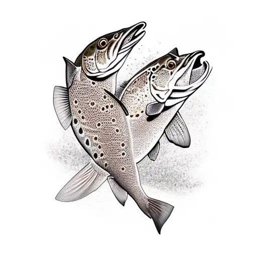 brown trout tattoo design idea