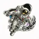 astronaut floating in space tattoo design idea