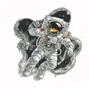 astronaut floating in space tattoo design idea