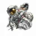 astronaut floating in space tattoo design idea