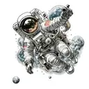 astronaut floating in space tattoo design idea