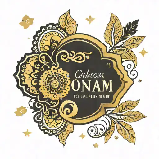 Create a minimalistic background pattern for an Onam restaurant poster, featuring a sophisticated black and gold color s tattoo design idea