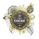 Create a minimalistic background pattern for an Onam restaurant poster, featuring a sophisticated black and gold color s tattoo design idea