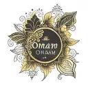 Create a minimalistic background pattern for an Onam restaurant poster, featuring a sophisticated black and gold color s tattoo design idea
