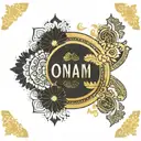 Create a minimalistic background pattern for an Onam restaurant poster, featuring a sophisticated black and gold color s tattoo design idea