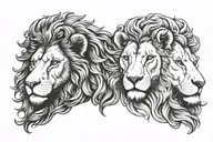  half face lamb and half faced lion head tattoo design idea