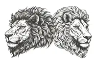  half face lamb and half faced lion head tattoo design idea