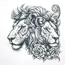 number 31 in the background with half a lion and half a lambs face in front of it tattoo design idea