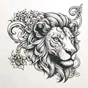number 31 in the background with half a lion and half a lambs face in front of it tattoo design idea