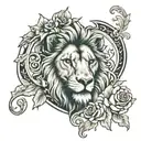 number 31 in the background with half a lion and half a lambs face in front of it tattoo design idea
